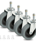Heavy Duty Stem Caster Wheels 7 16 Inch Stem Diameter Swivel Rubber Casters TPR Replacement Wheels 4 Pack For Mop Buckets Utility Carts