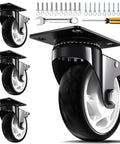 4 inch heavy duty caster wheels set of 4 rated 2400 lb total with 360 swivel dual locking brakes silent non marking wheels