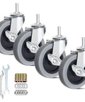 4 Inch Heavy Duty Swivel Casters With Threaded Stem M8 1.25 X 25mm Locking Castors Set Of 4 For Furniture Workbenches And Carts
