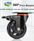4 Inch Swivel Caster Wheels Set Of 6 With Brakes Heavy Duty Polyurethane Locking Casters For Cart Workbench And Trolley Load Capacity 2400 Lbs Non Marking Quiet Wheels For Flooring Durable Steel Plate shown from side angle