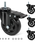4 Inch Swivel Threaded Stem Caster Wheels Set Of 4 Heavy Duty 2000 Lb Capacity Locking Casters for Workbenches and Furniture