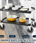 4 Pack 4-Inch Swivel Stem Casters With 7/16-Inch Stem Diameter Rubber Wheels installed on kitchen cart with cookware.