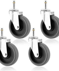4 Pack 4-Inch Swivel Stem Casters With 7/16-Inch Stem Diameter Rubber Wheels, Heavy Duty TPR Replacement Caster Wheels For Mop Buckets