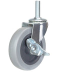 Heavy Duty 4 Inch Threaded Stem Swivel Caster Wheels With 1/2-13 UNC Threads, Non Marking Soft TPR Rubber, Durable Castors With Side Brake