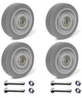 4 Inch Caster Wheels Set of 4 with Thermoplastic Rubber Silent Castors Heavy Duty Industrial Casters shown with bolts and nuts