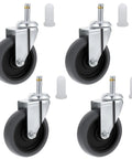 4 Inch Stem Caster Wheels Set Of 4 Heavy Duty TPR Replacement Casters for Utility Carts Mop Buckets Grills with visible 7/16 inch stem and 19/32 inch socket.
