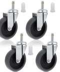 4 Inch Stem Caster Wheels Set Of 4 Heavy Duty Swivel Casters TPR Replacement For Utility Carts Mop Buckets And Shop Accessories 175 Lb Per Caster 700 Lb Total Load Easy Installation With Grip Ring Stem And Insert Sleeve