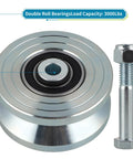4 Inch V-Groove Gate Wheel With Welded Bracket Box And Double Bearings, Rolling Gate Caster For Inverted V-Track shown with bolt