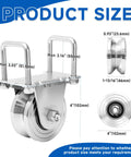 2 Pack 4" V-Groove Slide Gate Wheel Kit, Heavy Duty Steel Dual Bearing Bolted External Mount Bracket with Screws, size dimensions diagram