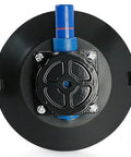 4 Inch Vacuum Suction Cup Mount Base With M6 And M8 Threaded Studs 70 Lb Heavy Duty Sucker for smooth surfaces shown with fast seal mechanism