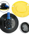 4 Inch Vacuum Suction Cup Mount Base With M6 And M8 Threaded Studs 70 Lb Heavy Duty Sucker shown in yellow and black components.