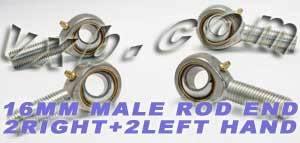 4 Male Rod End 16mm POS16 2 Right and 2 Left Hand Bearing - VXB Ball Bearings