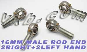 4 Male Rod End 16mm POS16 2 Right Hand 2 Left Hand Bearing - VXB Ball Bearings