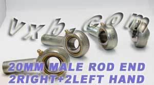 4 Male Rod End 20mm POS20 2 Right and 2 Left Hand Bearing - VXB Ball Bearings