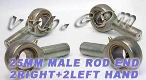 4 Male Rod End 25mm POS25 2 Right and 2 Left Hand Bearing - VXB Ball Bearings