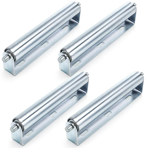 4 Pack 10 Inch Long Roller and Bracket Set with 1.5" Diameter, Galvanized Steel Conveyor Roller for Conveying Heavy Objects, Canoe, Kayak, Woodworking
