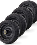 ✝️ 4-pack 10 inch no-flat replacement tires, 300 lb capacity each – solid polyurethane, 2.16” hub, 5/8” bore – side view