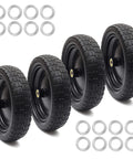 4 Pack 13 Inch Flat Free Solid Tire and Wheel with 5/8 Inch Axle Bore and 2.17 Inch Offset Hub for Garden Wagons