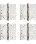 Commercial 4 Pack 4.5 Inch Ball Bearing Door Hinges Satin Chrome Finish for light to medium weight doors, square design shown