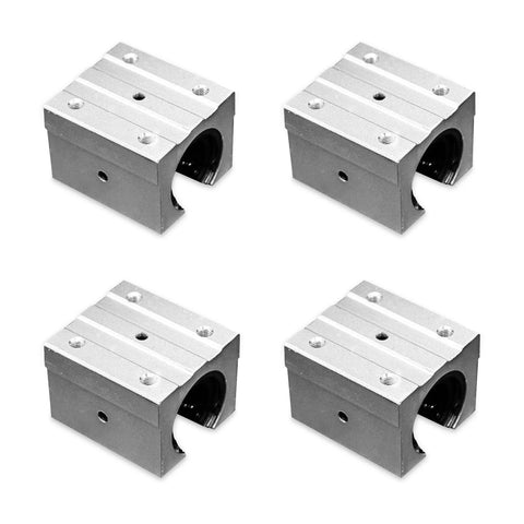 4 Pack SBR20UU Aluminum Block 20mm Linear Motion Ball Bearing Slide Block For SBR20 20mm Linear Guide Rail in silver aluminum.