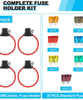 4 Pack 12AWG Inline Fuse Holders Waterproof Marine Grade Fuse Kit With 35 Standard Fuses Including Five Each Of 5A 7.5A 10A 15A 20A 30A 40A