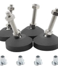 4 Pack Adjustable M10 Leveling Feet With T Nuts For Furniture And Machinery No Slip Swivel Threaded Rubber Feet With Nylon Bottom