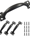 4 Pack 4 Inch Metal Door Handles Rustic Bow Pulls With Vintage Arched Design In Matte Black Iron Construction For Cabinets Drawers