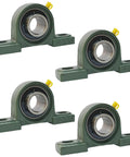 4 Pack UCP205-16 Pillow Block Mounted Ball Bearing - 1" Bore, Solid Cast Iron Base - Self Aligning, front view