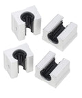 4 Pack SBR16UU Linear Ball Bearing Slide Blocks For SBR16 Rails 16mm Inner Diameter Aluminum Alloy Housing With Steel Bearings