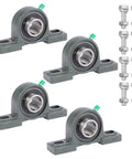 4 Pack UCP205-16 Mounted Pillow Block Ball Bearing, Bearing Steel Bearings 1" Bore with 8 Sets for Installing Bolts and Nuts