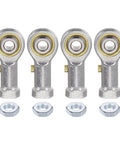 4 pcs PHSB3 female rod end bearing kit, 3/16 inch bore with #10-32 right hand thread, self lubricating joint rod ends with jam nuts shown.