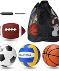 4 Pcs Sport Balls Set Official Size Athletic Balls Include Soccer, Football, Basketball, Volleyball for Indoor Outdoor Game Youth Adult Operation Christmas Ball Gifts(Bright Color,Fun) with carry bag and pump