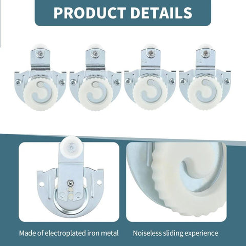 4 Piece Sliding Wardrobe Door Roller Kit With Two Roller Types And 8 Screws For Smooth Quiet Closet Cabinet Sliding