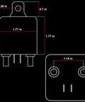 Diagram of Beefy 120A 12V Continuous Duty SPST 4 Pin High Power Automotive Relay for trucks, RVs, boats. Dimensions labeled.