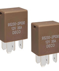4 Pin 12V 35A Multi-Purpose Power Relay Set Of 2 95230-2P030 for Hyundai and Kia, brown rectangular automotive relays with metal pins