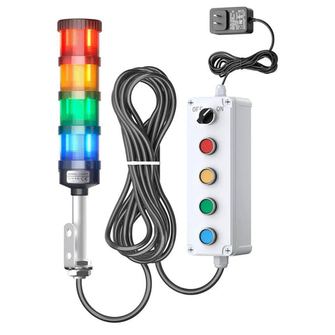 4 Stack Super Bright LED Andon Tower Lights With Red Yellow Green Blue LEDs For Clear Status On Production Lines And Safety Alarms