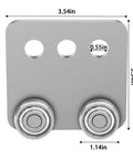 Front view of durable 4 wheel trolley assembly with eye loop for unistrut channel systems in solid steel and galvanized finish.