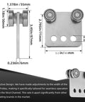 Diagram of 2Pcs 4 Wheel Trolley Assembly Rollers Four Bearing Trolley Assembly with measurements for 1-5/8" wide or taller strut channel.