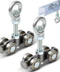 2 Pcs 4 Wheel Silent Trolley Assembly Rollers with Hidden Bolt Design for 1-5/8 Inch Strut Channels, galvanized steel, M10 bolt