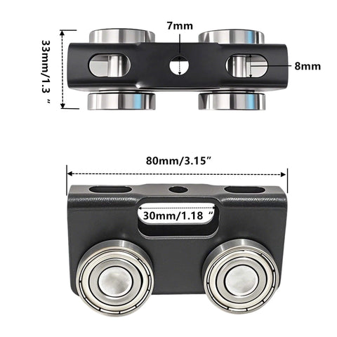 4 Wheel Trolley Assembly Rollers, Upgraded Load & Stable Roller Trolley for Electric Hoist with measurements, black steel 4 pack