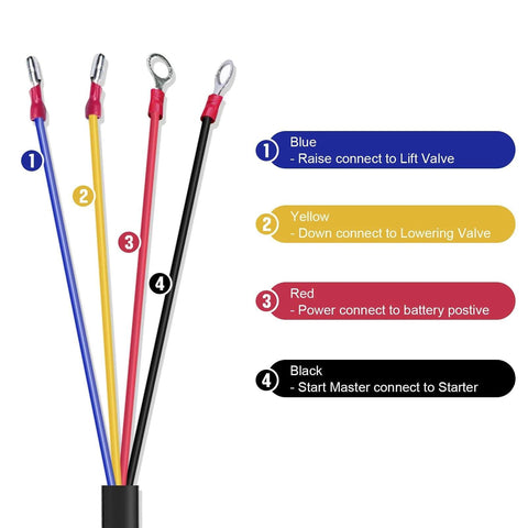 Wires for 4 Wire Dump Trailer Remote Control Switch For 12V DC Hydraulic Pump Lift Winch And Dump Bed No Fuss Install