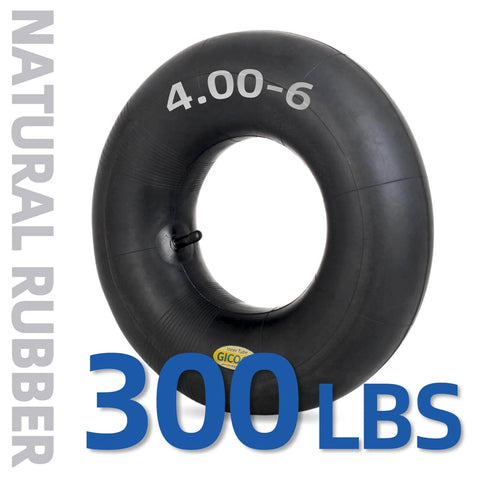 4.00-6 replacement inner tube, natural rubber, 300 lbs capacity, TR-13 valve stem, heavy duty for lawn mower and utility carts.