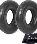 ✝️ (2 sets) 4.00-6 replacement pneumatic tires and inner tubes - universal fit 13” tires shown with ribbed treads and tr13 valve stems.