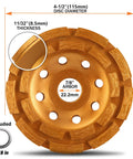 4.5 inch diamond concrete grinding wheel with double row segments, 115mm diameter, ideal for grinding concrete and stone surfaces