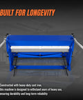 40 Inch Three In One Pan And Box Brake With Slip Roll Shear And Bending Functions For Sheet Metal 20 Gauge Mild Steel Heavy Duty Metalworking And Fabrication Roller And Bender Model MMCB4020, showing front view with cast iron construction.