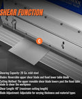 Shear function of 40 Inch Three In One Pan And Box Brake With Slip Roll Shear And Bending Functions For Sheet Metal 20 Gauge Mild Steel