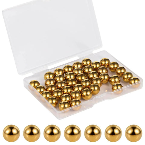 40 Piece Brass Bearing Balls Set Half Inch Diameter With Polished Surface Corrosion Resistant Includes Clear Storage Box