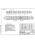 Technical drawing of #40 Roller Chain - 10 Feet + 2 Free Connecting Links - Carbon Steel Chains showing dimensions and specifications.