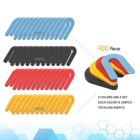 400 Pcs Horseshoe Shims Set For Tile Leveling U Shaped Spacers In Four Colors Blue Red Yellow Black Durable PP Plastic