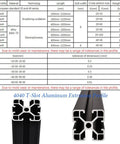 Specifications for Four Pack 4040 T Slot Aluminum Extrusion Profiles 19.7 Inches European Standard Anodized Linear Rail for CNC DIY Projects
